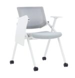 YH-130D Student Chair with Foldable Writing Pad and with Wheels White