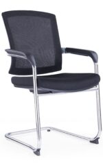 361C Visitor Chair Mesh Black with Chrome Cantilever - Image 2
