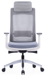 400A High Back Ergonomic Mesh Chair Grey with White Frame - Image 4