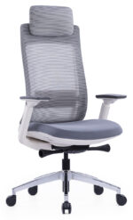 400A High Back Ergonomic Mesh Chair Grey with White Frame - Image 2