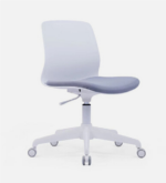 600C Task Chair Adjustable Revolving White Frame Grey Fabric Seat - Image 2