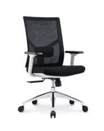 622B-BW Medium Back Ergonomic Mesh Chair Black with White Frame - Image 4