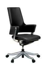 Delphi B Medium Back Chair Half Leather Black Made in Malaysia - Image 2