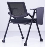 821D Student Chair with Foldable Writing Pad and with Wheels Black - Image 2