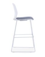 500C High / Bar Chair White with Grey Fabric Seat - Image 2