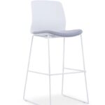 500C High / Bar Chair White with Grey Fabric Seat
