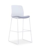 500C High / Bar Chair White with Grey Fabric Seat