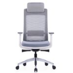 400A High Back Ergonomic Mesh Chair Grey with White Frame