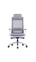 400A High Back Ergonomic Mesh Chair Grey with White Frame