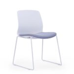 100C Visitor Chair White with Grey Fabric Seat