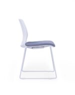100C Visitor Chair White with Grey Fabric Seat - Image 2