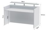 Style 101- Custom Made Reception Desk 180cm White (Without Mobile Drawer) - Image 4