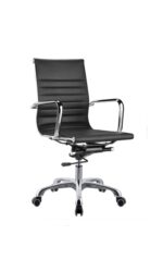 120B Low Back Chair in Black PU with Chrome plated frame