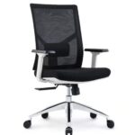 622B-BW Medium Back Ergonomic Mesh Chair Black with White Frame