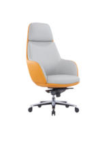 CH-883A Executive High Back Chair White/Yellow Leatherette - Image 2