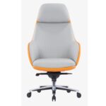 CH-883A Executive High Back Chair White/Yellow Leatherette