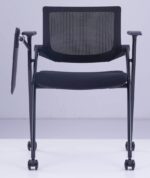 821D Student Chair with Foldable Writing Pad and with Wheels Black - Image 4
