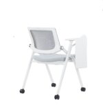 YH-130D Student Chair with Foldable Writing Pad and with Wheels White - Image 3