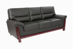 STYLE 8018C Three Seater Custom made Sofa Artificial Leather PVC Black - Image 2