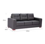STYLE 8003C Three Seater Custom made Sofa Artificial Leather PVC  Black - Image 2
