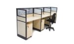 MP Cluster 3 Linear Workstation 120x75cm with Half Glass & Half Melamine Partition Maple
