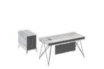 Han 160L Executive Desk with Separate Side Return 160cm with Table top size W100cm Light Oak+Iron Grey Melamine