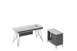Han 160L Executive Desk with Separate Side Return 160cm with Table top size W100cm Light Oak+Iron Grey Melamine - Image 2