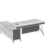 Han 160L Executive Desk with attached Side Return 200cm with Table Top size 180cm Light Oak+Iron Grey Melamine