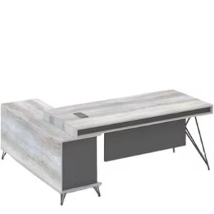 Han 160L Executive Desk with attached Side Return 200cm with Table Top size 180cm Light Oak+Iron Grey Melamine