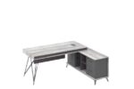 Han 180L Executive Desk with attached Side Return 180cm with Table top size 160cm Light Oak+Iron Grey Melamine - Image 2