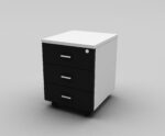 Haze Executive L-Shape  Workstation (Add-on Type) W180cm with Mobile lockable Pedestal White Black Melamine  Made in Turkey - Image 5