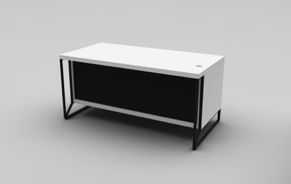 Haze Executive L-Shape Desk-200cm White Black Melamine -Made in Turkey - Image 4