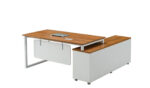 Hope 160L Executive L-Shape Desk White Light Walnut MDF - Image 3