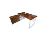 Hope 180L Executive L-Shape Desk White Light Walnut MDF - Image 2