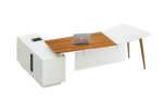 Hope 180L Executive L-Shape Desk with Extension White Light Walnut MDF - Image 3