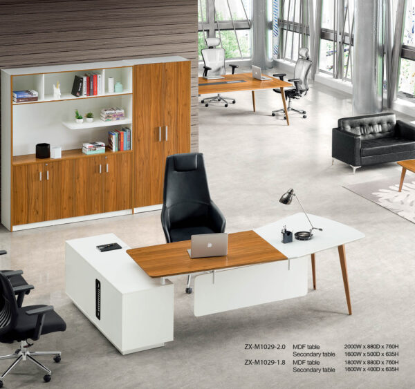 Hope 180L Executive L-Shape Desk with Extension White Light Walnut MDF - Image 2