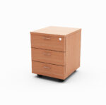 BC 3 Drawer Mobile Pedestal Melamine Beech - Image 2