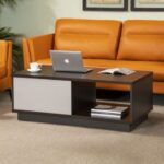 Jun Coffee / Center / TV Table 120cm  Rhine Dark Oak+Shatter Iron Grey Melamine - Image 2