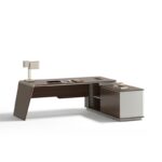 Luna 180L Executive L-Shape Desk with a Table Top Size of 145cm Australia Oak + Ash Melamine - Image 2
