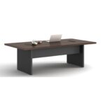Jun 240 Meeting Table 240cm  Rhine Dark Oak+Shatter Iron Grey Melamine