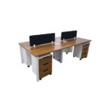 Hope Four workstation 240cm x 120cm  White+Light Walnut MDF