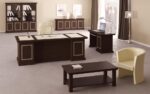 King Executive L-Shape Desk Full Set High-Quality Classic Desk with a Leather Top Made in Italy - Image 2