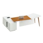 Hope 180L Executive L-Shape Desk with Extension White Light Walnut MDF