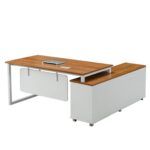 Hope 160L Executive L-Shape Desk White Light Walnut MDF