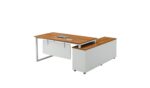 Hope 180L Executive L-Shape Desk White Light Walnut MDF