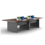 Jun 320 Meeting Table 320cm Rhine Dark Oak Shatter Iron Grey Melamine