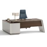 Luna 160L Executive L-Shape Desk with a Table Top Size of 140cm Australia Oak+Ash Melamine
