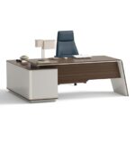Luna 180L Executive L-Shape Desk with a Table Top Size of 145cm Australia Oak + Ash Melamine