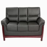 STYLE 8018C Three Seater Custom made Sofa Artificial Leather PVC Black
