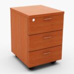CH 3 Drawer Mobile Pedestal Melamine Cherry